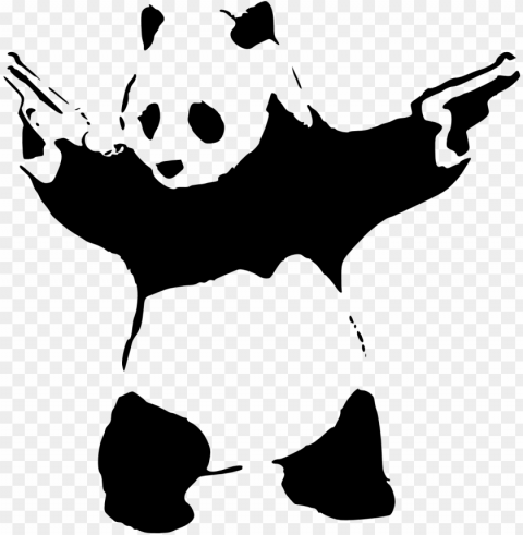 un wielding panda stencil the moral never - banksy panda with guns Transparent Background Isolated PNG Illustration