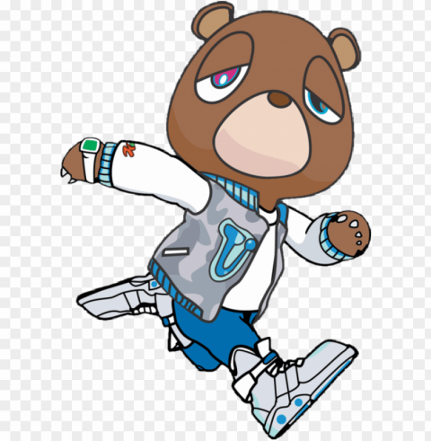 unfollow - kanye west bear runni Isolated Graphic in Transparent PNG Format