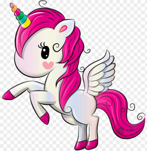 Unicorn Drawing - 卡通 独 角 兽 Isolated Item In HighQuality Transparent PNG