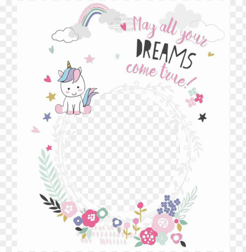 unicorn unicornio birthday frame pictureframe happybirt - team work makes the dream work unicor Isolated Artwork with Clear Background in PNG