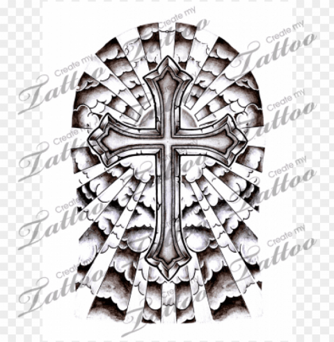 unique clouds background tattoo cross with clouds and - cross half sleeve tattoo PNG images with alpha channel selection