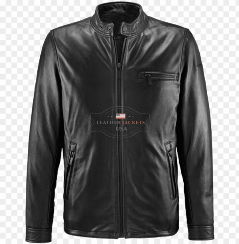 unique protective black biker leather jacket - leather jacket Transparent Background Isolated PNG Illustration