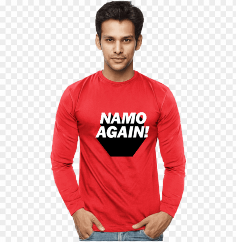 unisex namo again modi 100 % cotton printed full sleeves - gym t shirts full sleeves Isolated Item with HighResolution Transparent PNG
