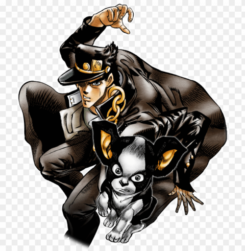 unit jotaro kujo and iggy - jojo's bizarre adventure Clear Background PNG Isolated Item PNG transparent with Clear Background ID a9fda1cf