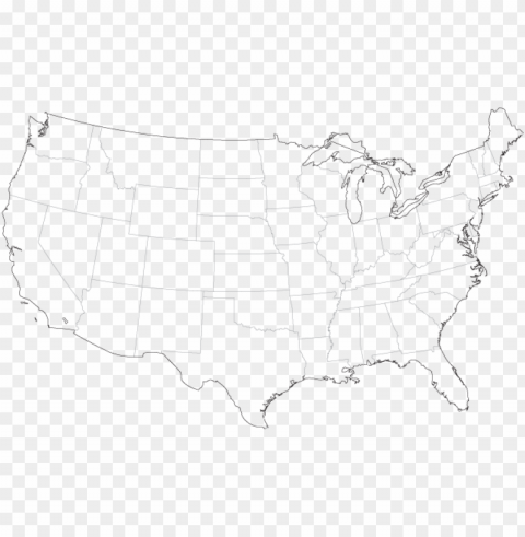 united states outline - us map to color PNG without background