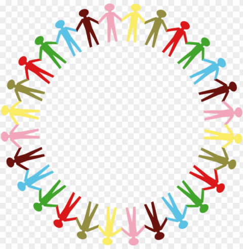 unity word art - stick figure holding hands circle Transparent PNG picture