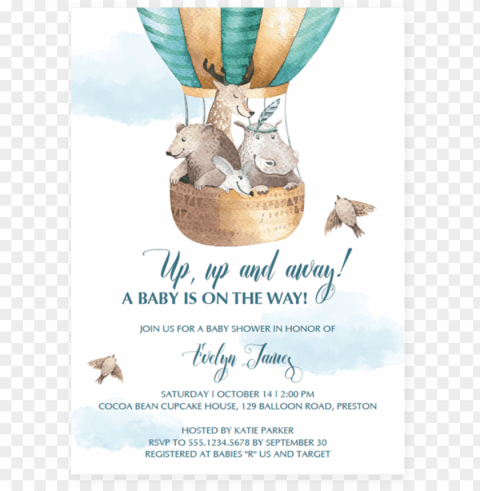 up up and away baby shower invitation template download - hot air balloon baby shower invitation template Transparent background PNG images complete pack