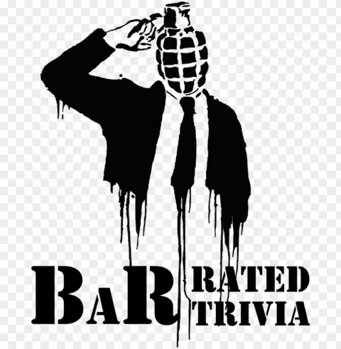 upcoming trivia nights - banksy black and white Isolated Design Element in Transparent PNG