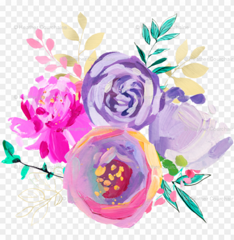 urple and gold floral bouquet 1 4 giftwrap - purple and gold floral clip art Transparent PNG image