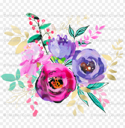 urple and gold floral bouquet 2 6 back - spoonflower inc PNG high resolution free