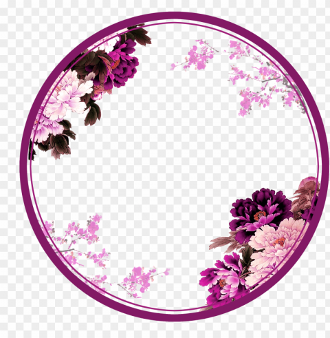 urple circle - flower circle border Transparent Background Isolated PNG Design
