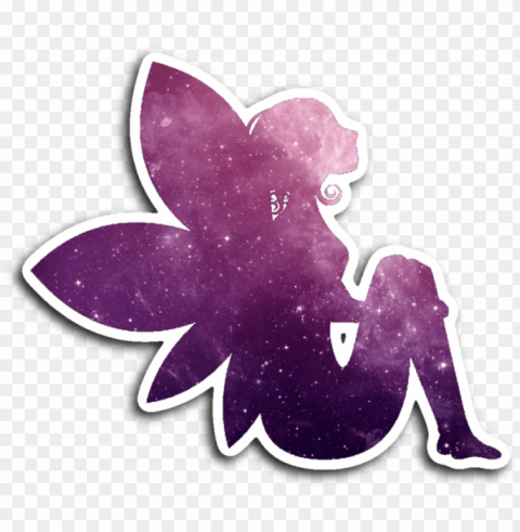 urple fairy silhouette vinyl die cut sticker - sitting glitter fairy purple beach towel Isolated Item on Clear Background PNG