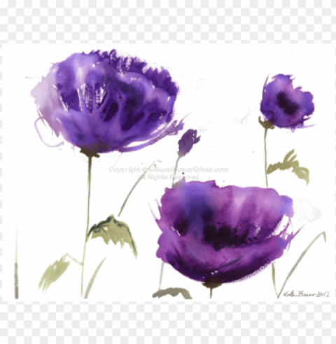 urple flower water paint Isolated Character in Transparent PNG Format