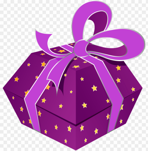 urple gift box with stars clipart - gift purple PNG Image Isolated with Transparent Detail