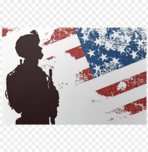 us soldier with the american flag on the background - usa flag with soldier PNG Graphic with Clear Isolation