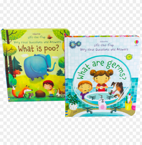 usborne lift the flap very first questions and answers - q son los germenes PNG Illustration Isolated on Transparent Backdrop
