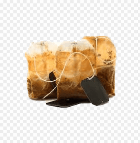 used teabags with brown label Transparent Background PNG Object Isolation
