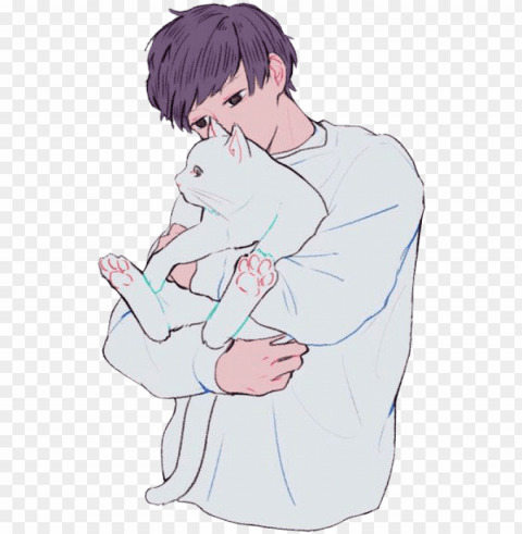 uzzler Какой-то Парень С Котом - aesthetic anime boy icon pastel PNG pictures with alpha transparency