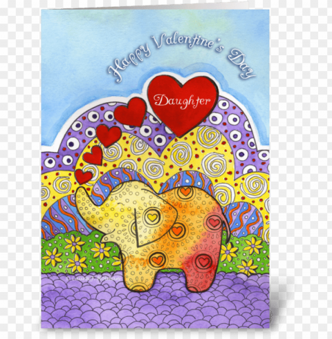 valentine elephant for daughter greeting card Isolated Item with Transparent PNG Background