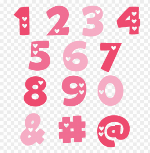 valentine numbers svg cut files valentine alphabet - cute numbers Transparent PNG Object Isolation