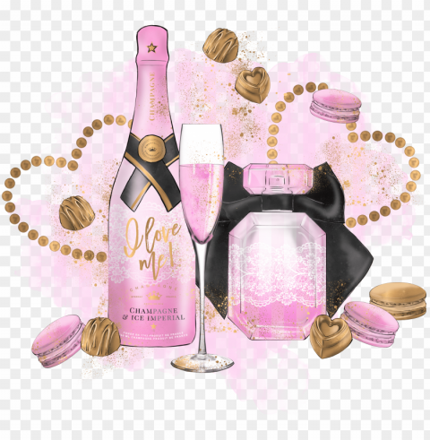 valentine pink champ - champagne Transparent Background PNG Isolated Item