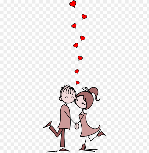 valentine romance clipart cartoon couple in love Isolated PNG Element with Clear Transparency