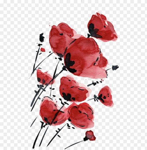 Valentine Sale Poppies Field On A Windy Day Original - Watercolor Poppy Tattoo Design PNG Images With No Fees