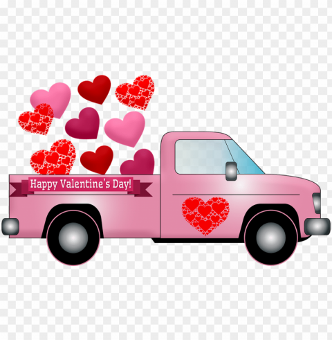 valentine truck hearts valentine pink truck - happy valentine day Transparent PNG images bulk package