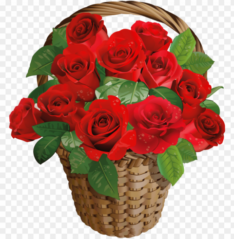 valentines day roses download image - rose flower basket Isolated Illustration on Transparent PNG