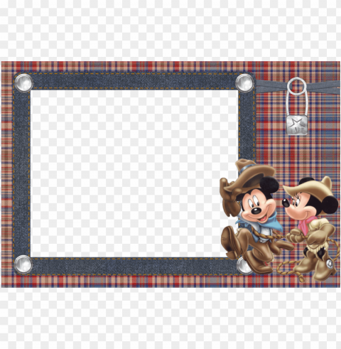 vamos de aventuras western theme frame background - mickey y minnie Isolated Illustration in Transparent PNG