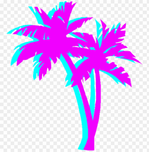 Vaporwave Palm Tree Isolated Element In HighQuality PNG