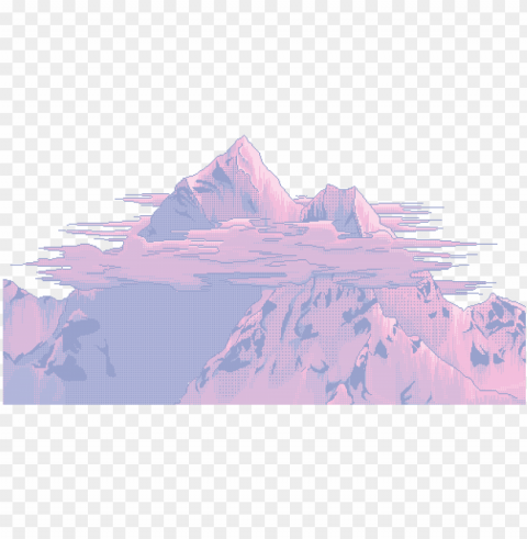 vaporwave seapunk lofihiphop mountains vaporwaveaesthet - aesthetic mountain transparent PNG Isolated Object on Clear Background