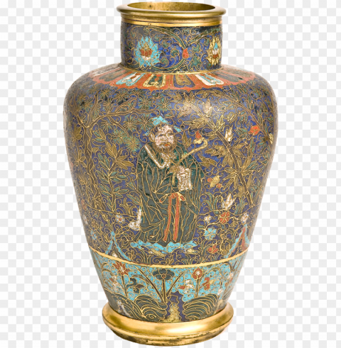 vase ming dynasty early 16th century - cloisonné HighResolution PNG Isolated on Transparent Background