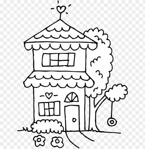 vector and two story house outline clipart 9416 favorite - cute house coloring page Clear Background PNG Isolated Illustration