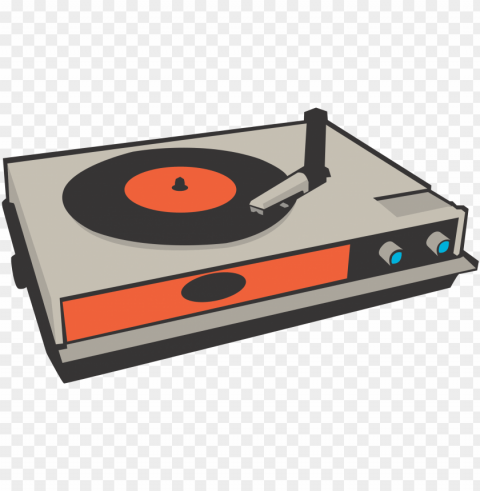 vector black and white stock - record player clipart Clear Background Isolated PNG Graphic