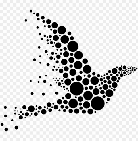 vector clip art of bird silhouette drawn from black - gambar dari titik titik Isolated Artwork in HighResolution PNG