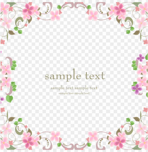 vector flowers material transprent - pink flower square border PNG Image Isolated with Transparency