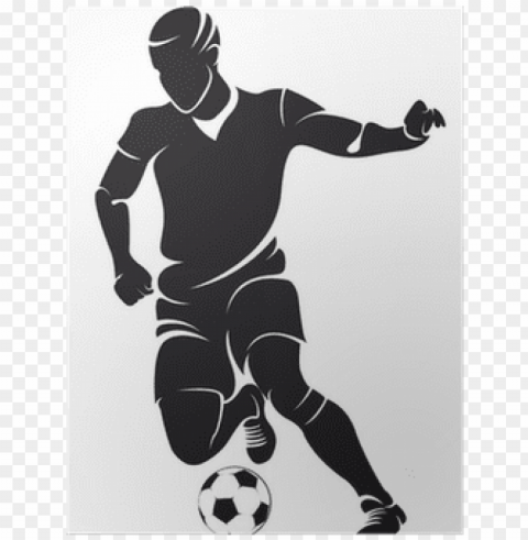 vector football player silhouette with ball isolated - false soccer wall decal vinyl wall sticker sport sticker PNG clipart with transparency