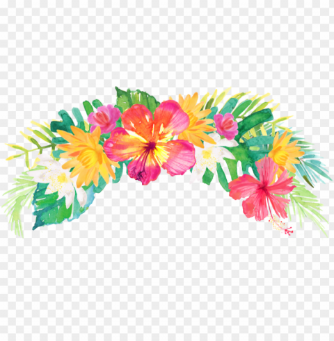 vector free summer palm flowers flowercrown headband - tropical flower crown HighResolution Transparent PNG Isolation PNG transparent with Clear Background ID 83ae3995