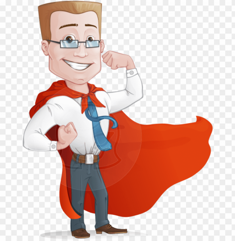 vector friendly office hero man character - cartoo HighQuality PNG with Transparent Isolation