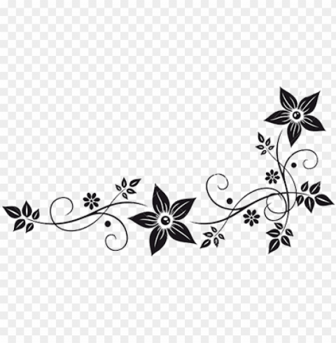 vector graphics flower border black white clip art - flowers black and white PNG images with transparent layering