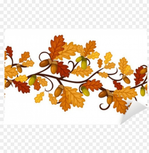 vector horizontal seamless pattern with autumn oak - paski samoprzylepne na Ścianę PNG pictures with no background
