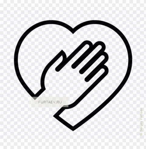 vector icon of heart under human hand - hand on heart ico Isolated Element with Clear Background PNG