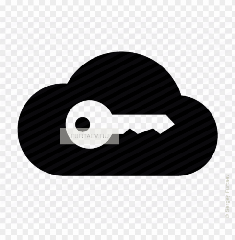 vector icon of key over cloud - icon Isolated Object in Transparent PNG Format
