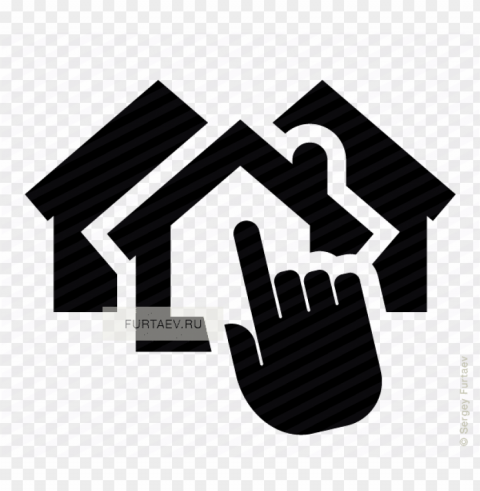 vector icon of several houses under index finger - choosing icons Transparent PNG pictures archive