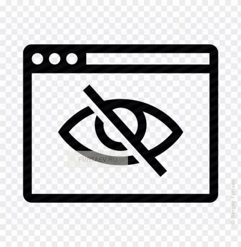 vector icon of web browser with crossed out eye inside - web development vector icon Transparent PNG Isolated Object with Detail