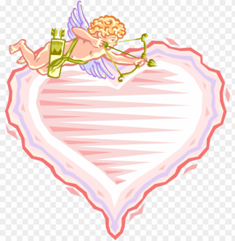 vector illustration of cupid shoots bow and arrow above - happy valentine day PNG transparent images for websites