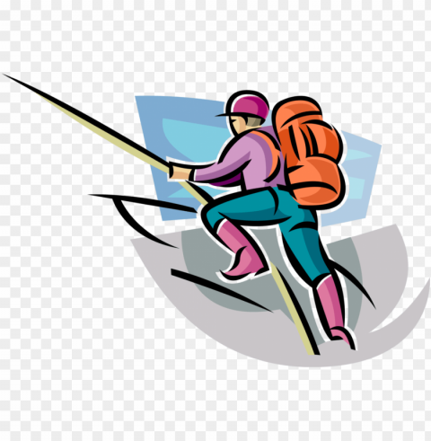 vector illustration of mountain climber climbs steep - mountaineer Transparent PNG Isolated Object with Detail PNG transparent with Clear Background ID afede1f2