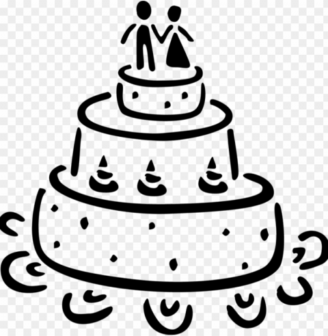 vector illustration of multi-tiered wedding cake traditional - bolo de casamento vetor Transparent PNG Isolated Subject Matter