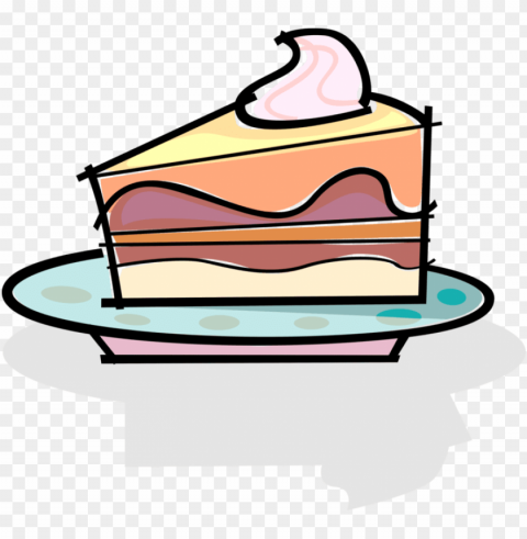 vector illustration of slice of dessert cake on plate - slice of cake Free PNG images with transparent backgrounds